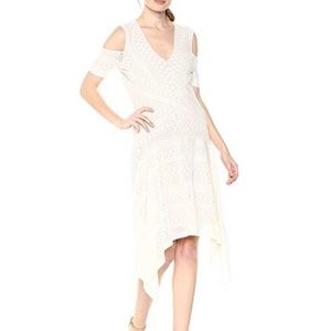 Bcbg maxazria Odetta cold shoulder lace asimetric dress